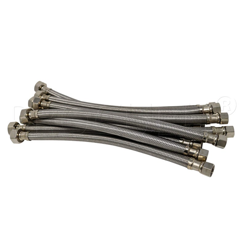 PROCURU [10-Pack] PROCURU 24-Inch (2Ft) x 3/8" Comp x 1/2" FIP Faucet Hose, Stainless Steel Braided Supply Line, Certified Safe (9SF24-10P) - Image 1
